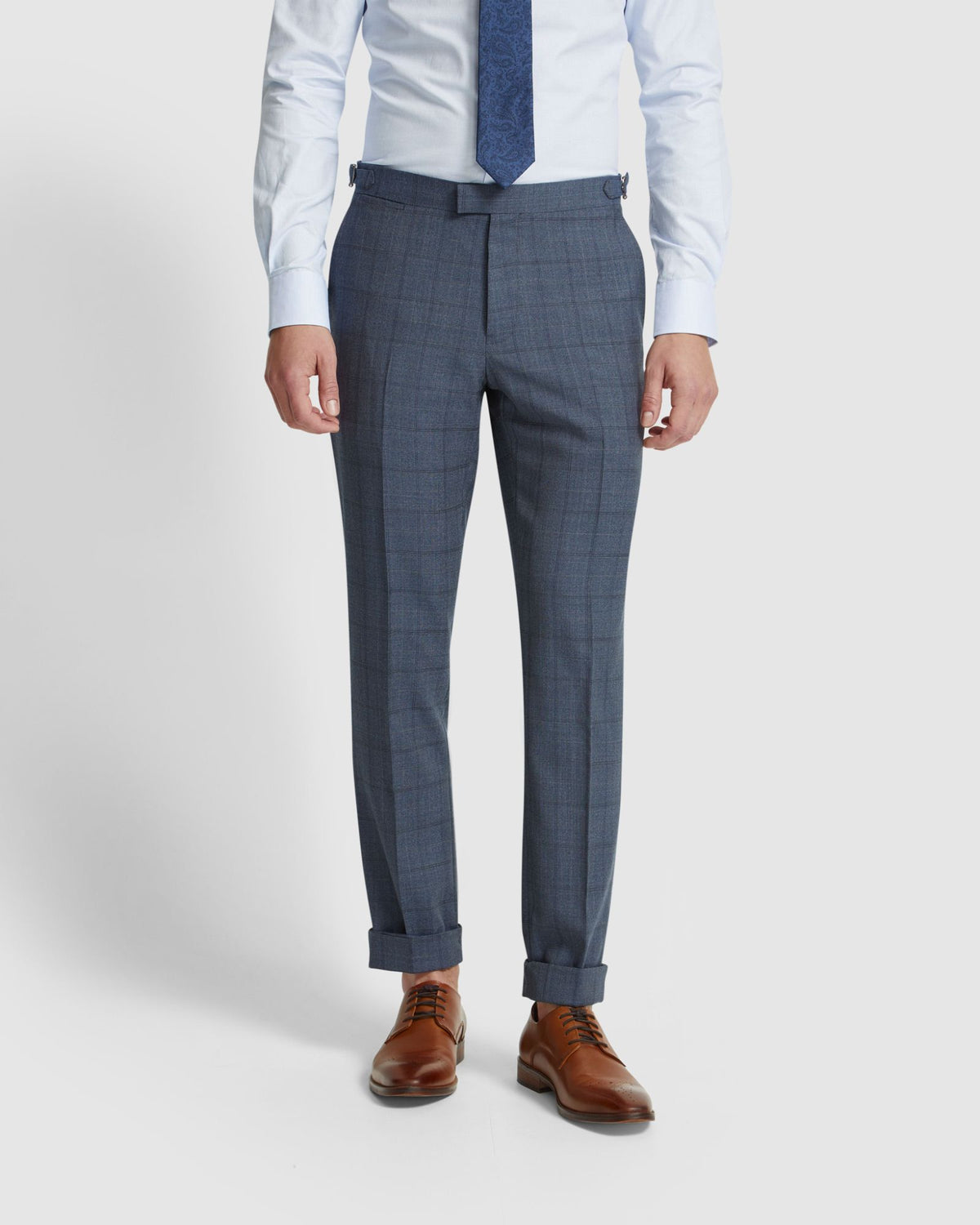 Byron Wool Check Suit Trousers Side Tab – Oxford Shop