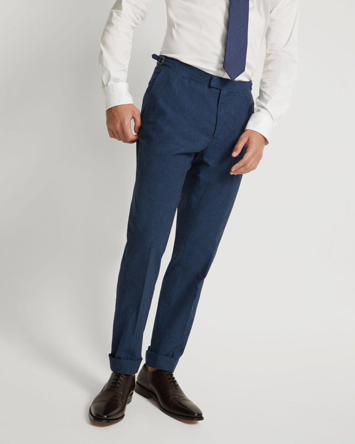 BYRON LINEN BLEND CUFFED TROUSERS MENS TROUSERS