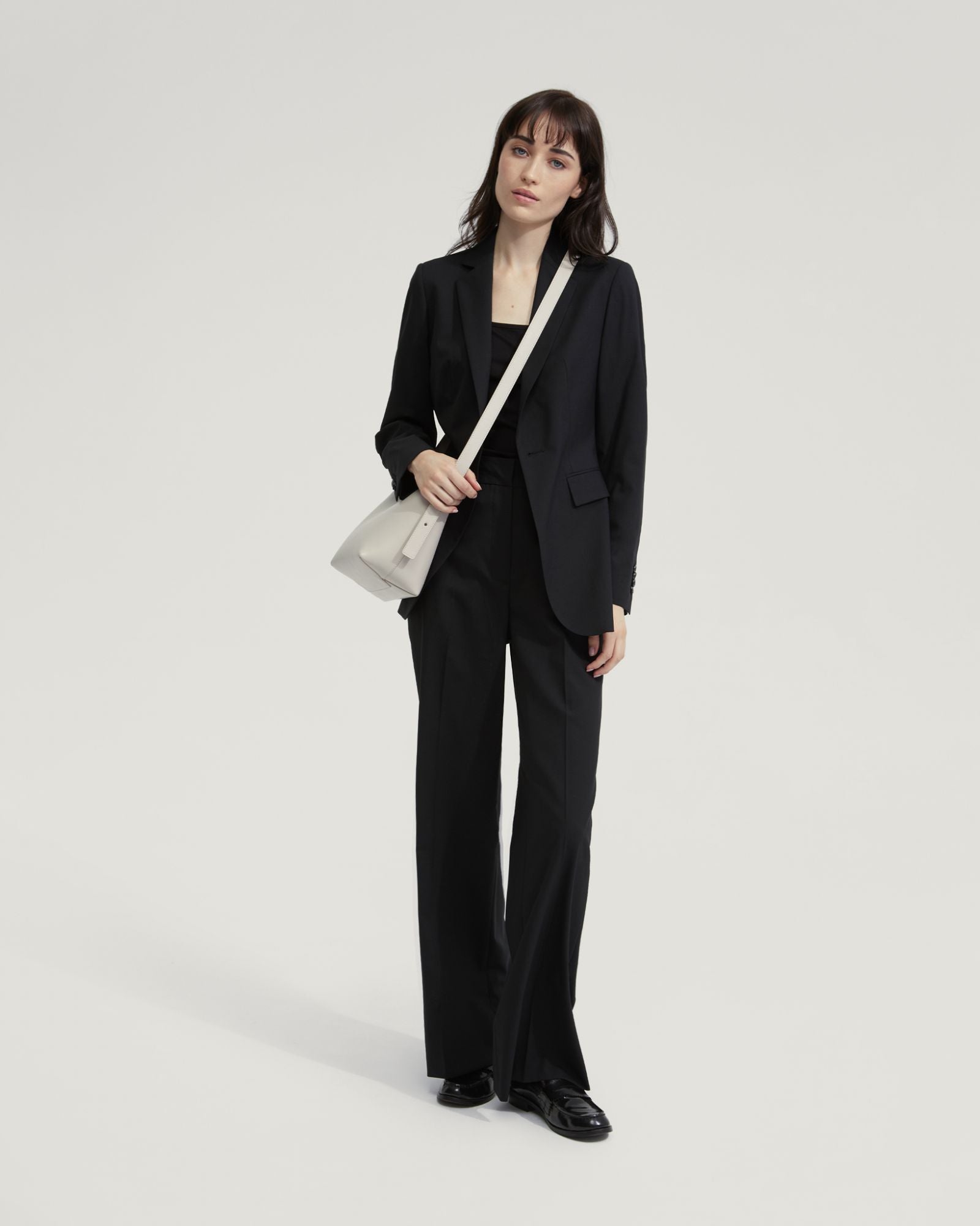 Ebony Wool Stretch Suit Jacket – Premium Merino Wool, Sleek Black 