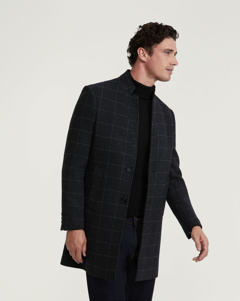 AUSTIN WOOL RICH CHECKED OVERCOAT - AVAILABLE ~ 1-2 weeks MENS JACKETS AND COATS