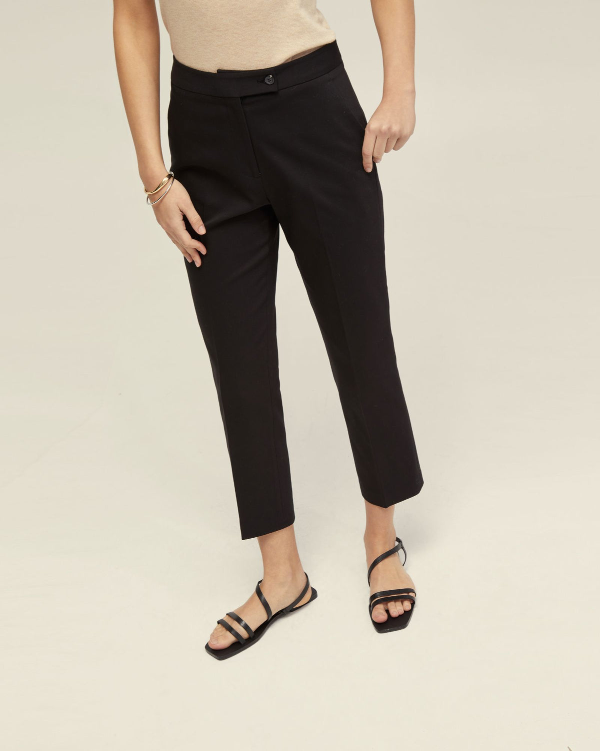 HOLLY COTTON BLEND CROP LEG PANTS WOMENS PANTS