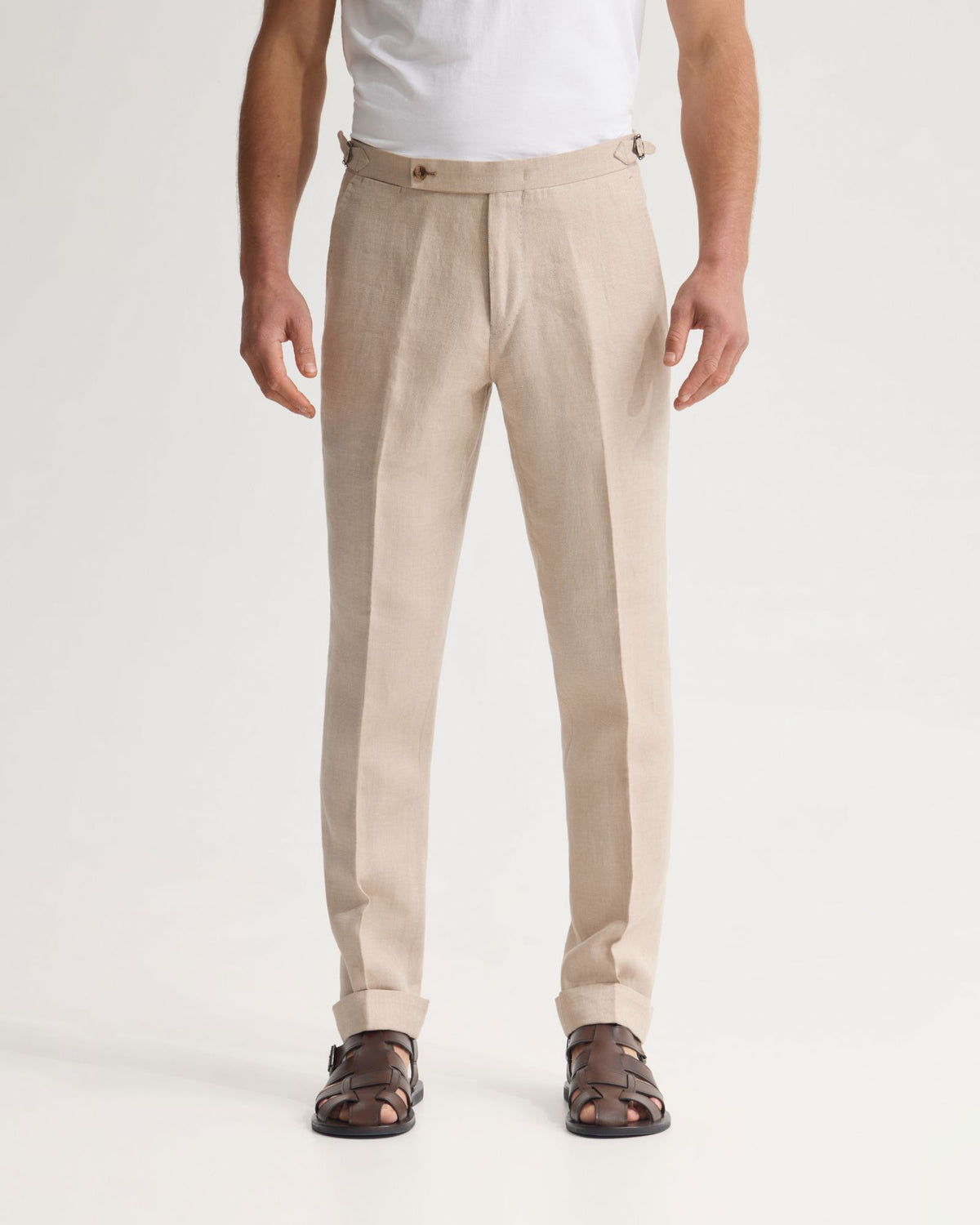 Bryon Herringbone Pant Side Tab/Cuf MENS TROUSERS