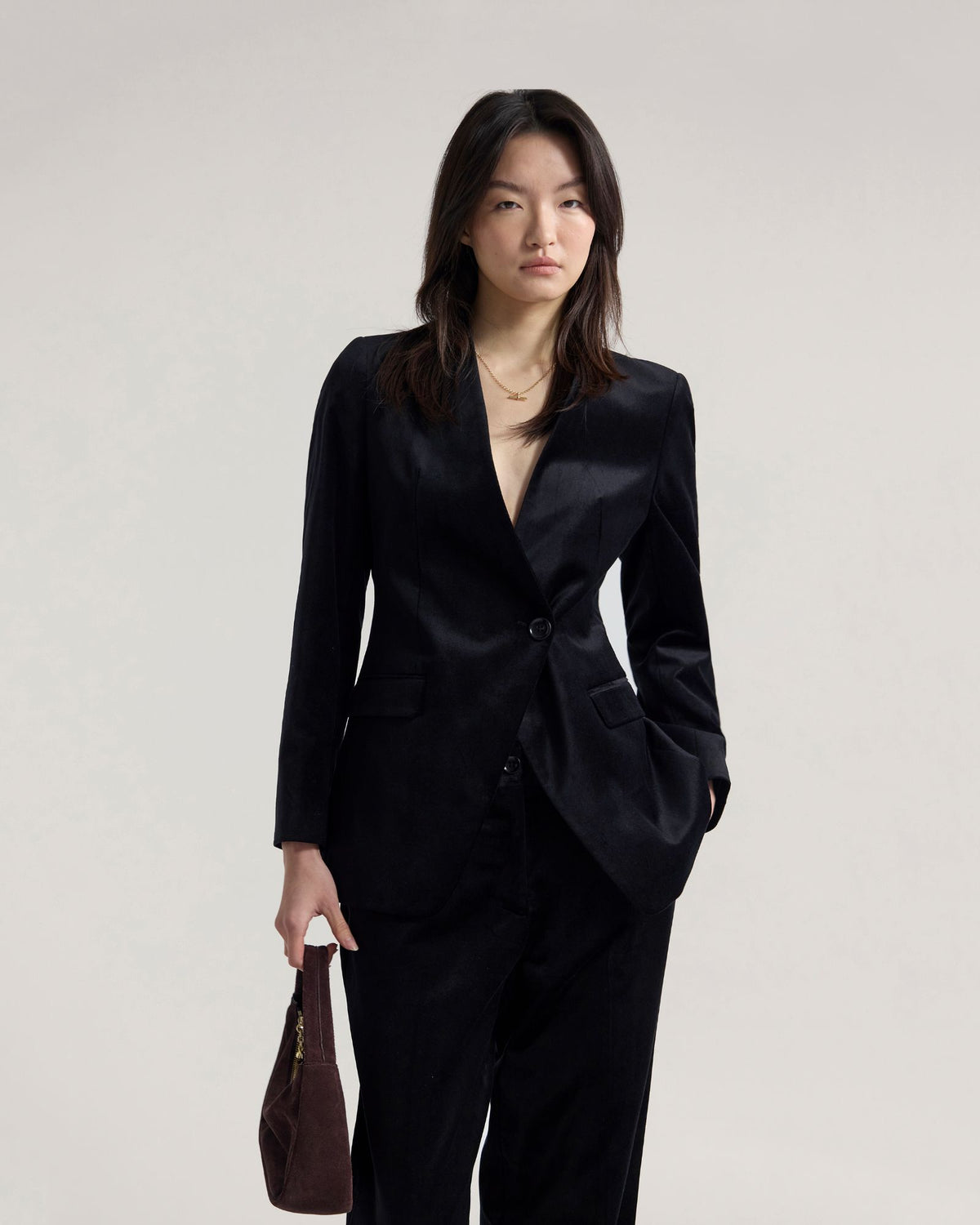 Raffi Velvet Collarless Blazer WOMENS SUITS JKTS COATS