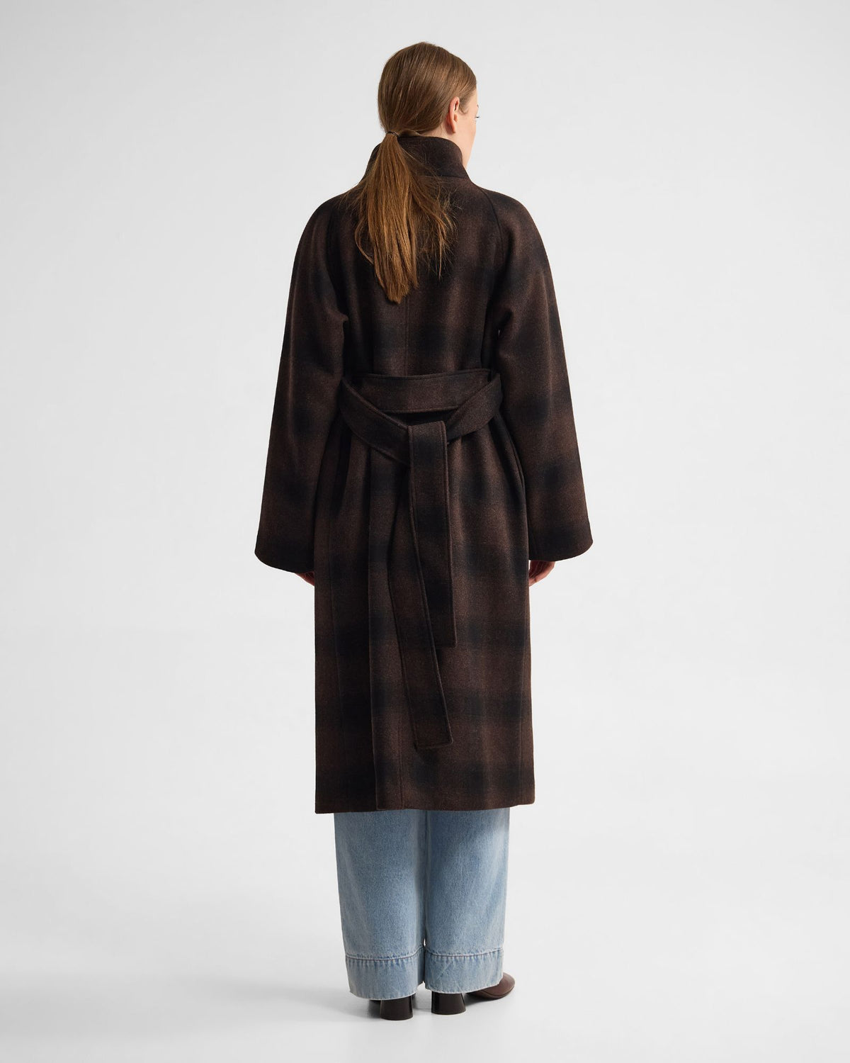 Edi Check Funnel Collar Wool Coat WOMENS SUITS JKTS COATS