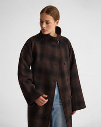 Edi Check Funnel Collar Wool Coat WOMENS SUITS JKTS COATS