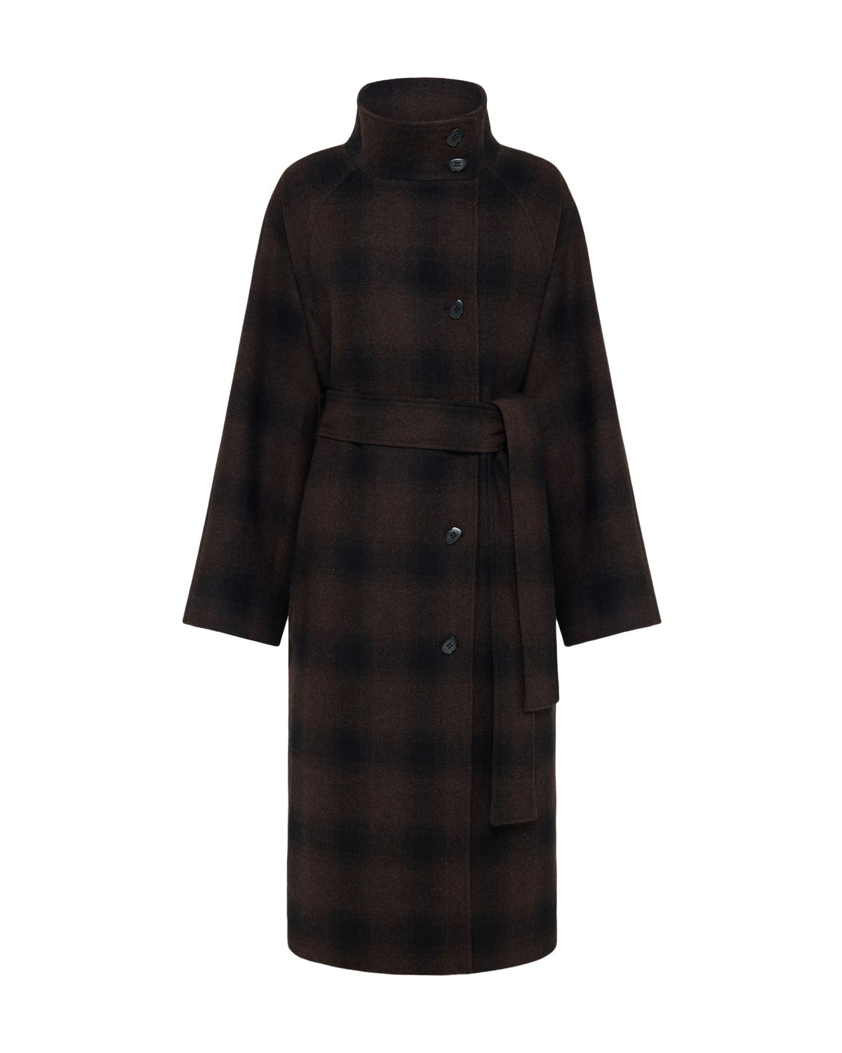 Edi Check Funnel Collar Wool Coat WOMENS SUITS JKTS COATS