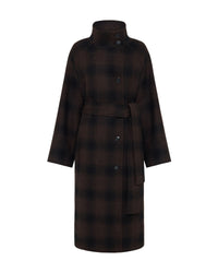 Edi Check Funnel Collar Wool Coat WOMENS SUITS JKTS COATS