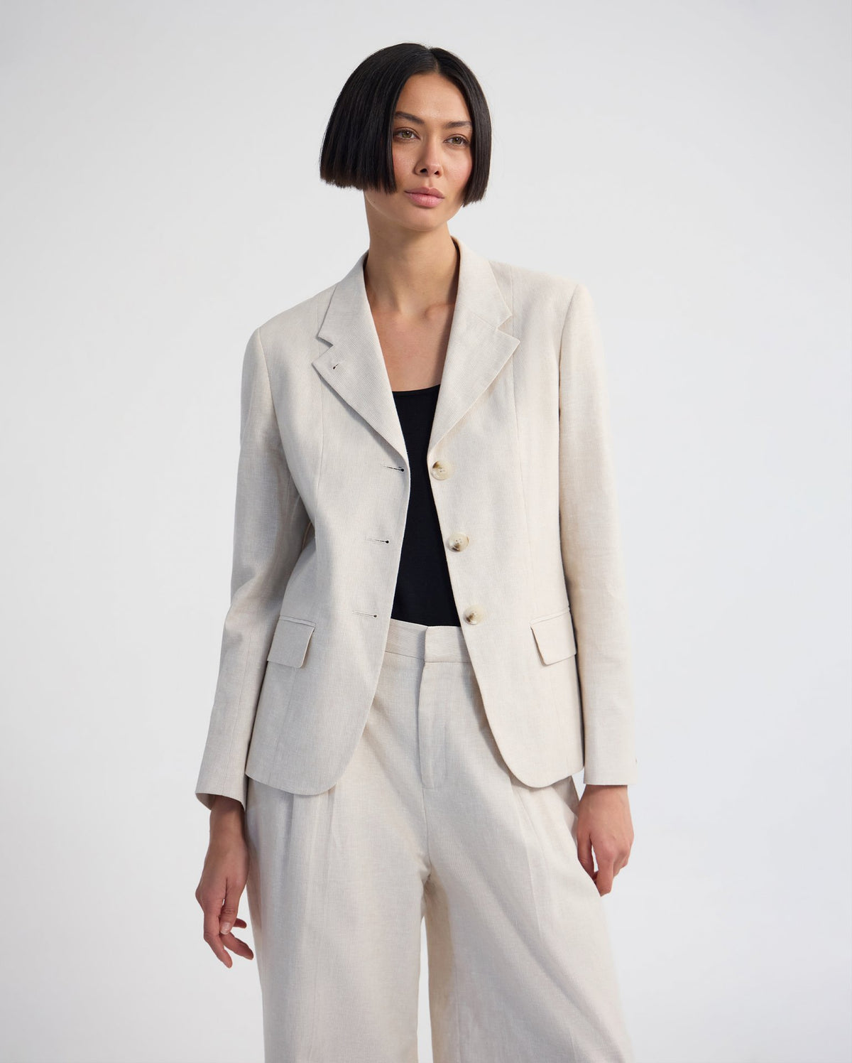 Rae Linen Blend Crop/Cinched Blazer WOMENS SUITS JKTS COATS