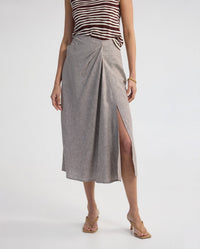 Nadia Linen Blend Pinstriped Skirt WOMENS SKIRTS