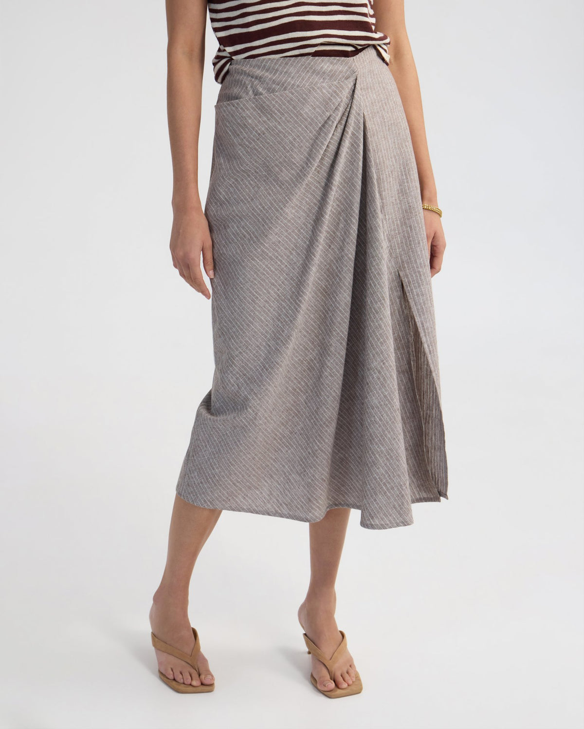 Nadia Linen Blend Pinstriped Skirt WOMENS SKIRTS