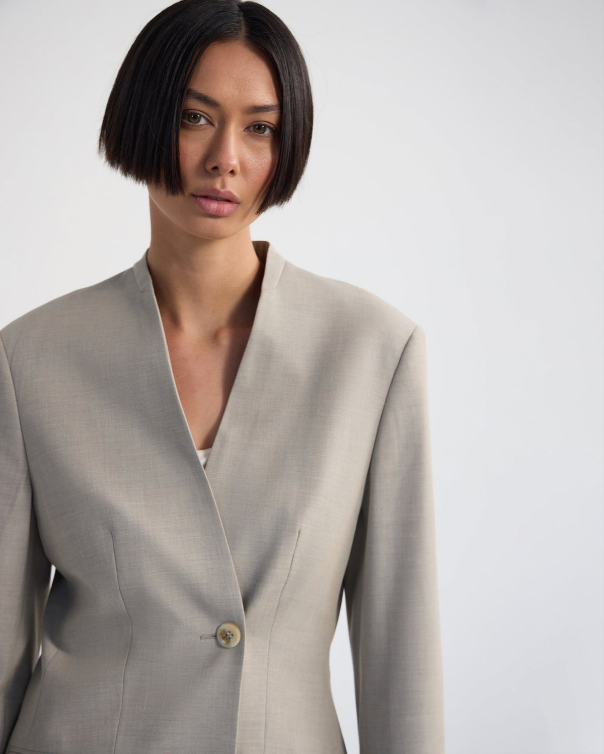 Carlie Wool Blend Collarless Blazer WOMENS SUITS JKTS COATS