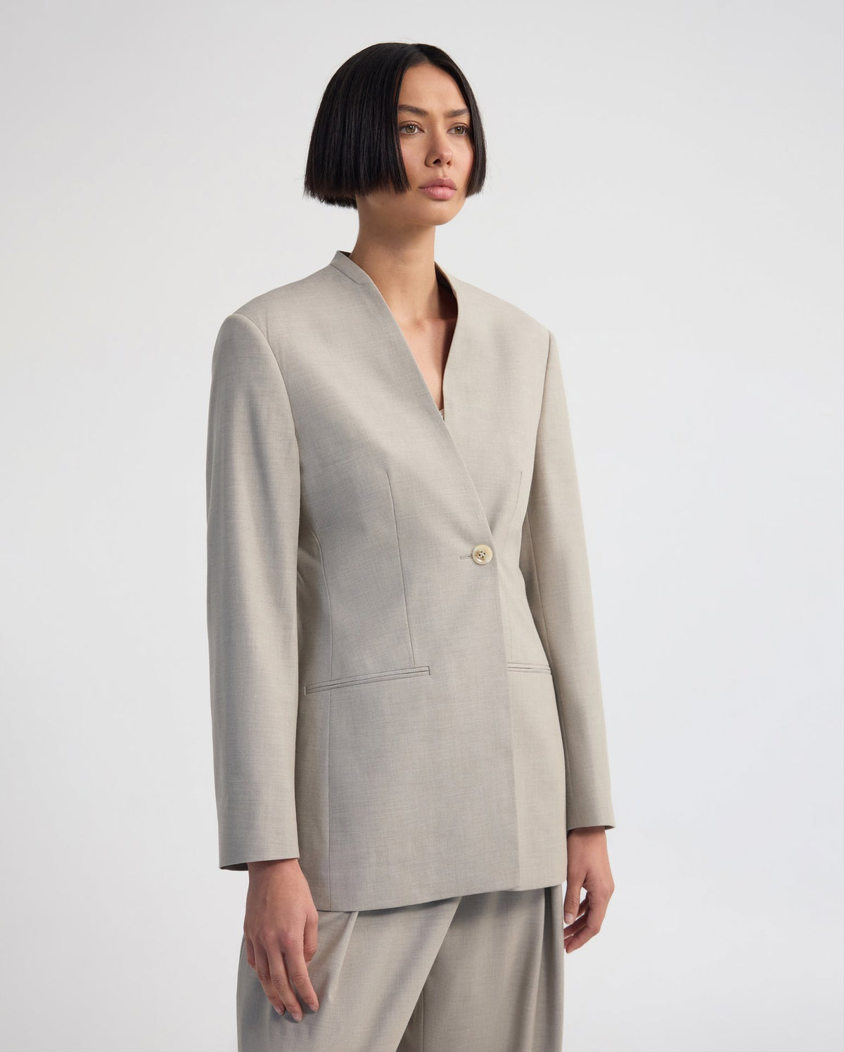 Carlie Wool Blend Collarless Blazer WOMENS SUITS JKTS COATS