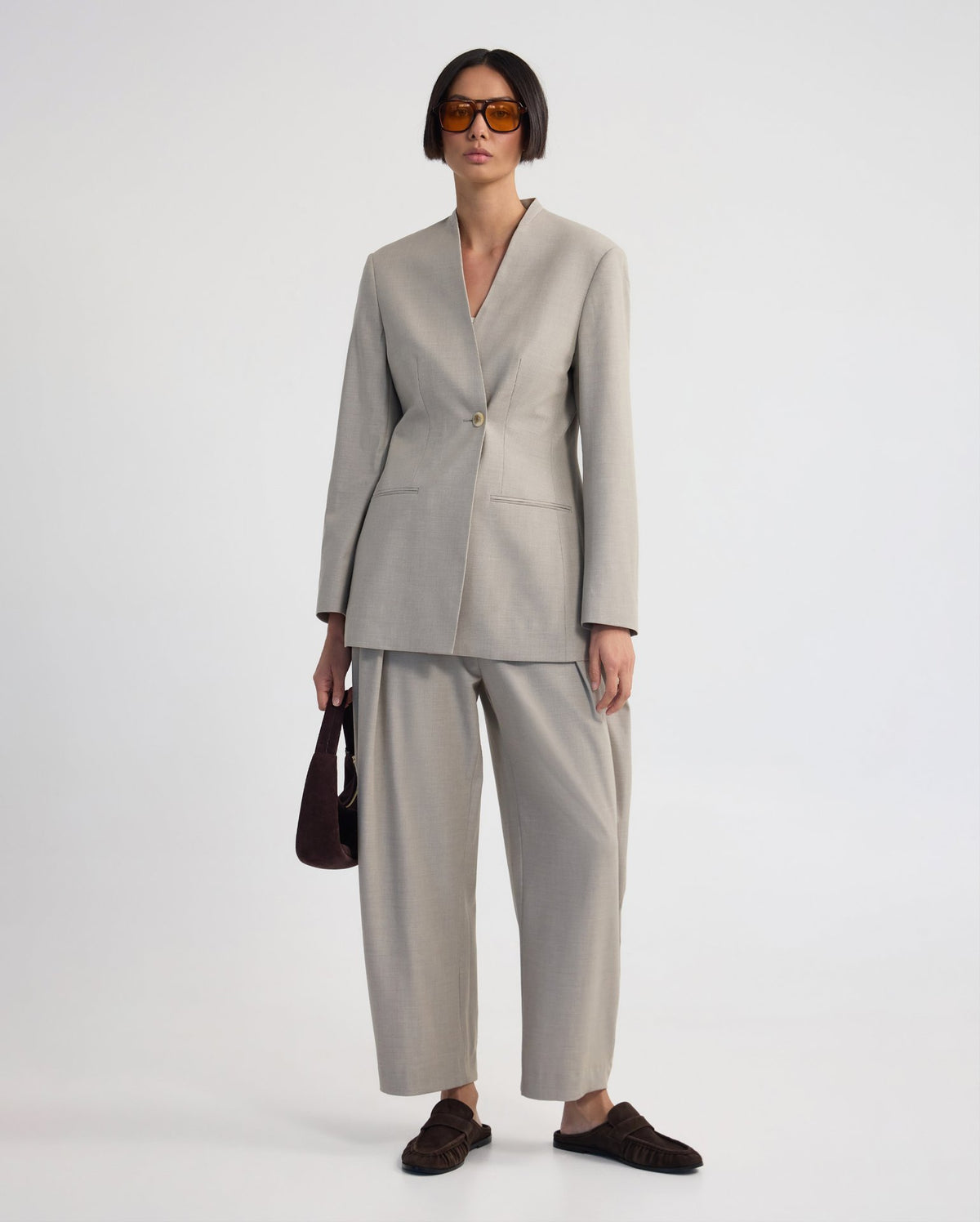 Carlie Wool Blend Collarless Blazer WOMENS SUITS JKTS COATS