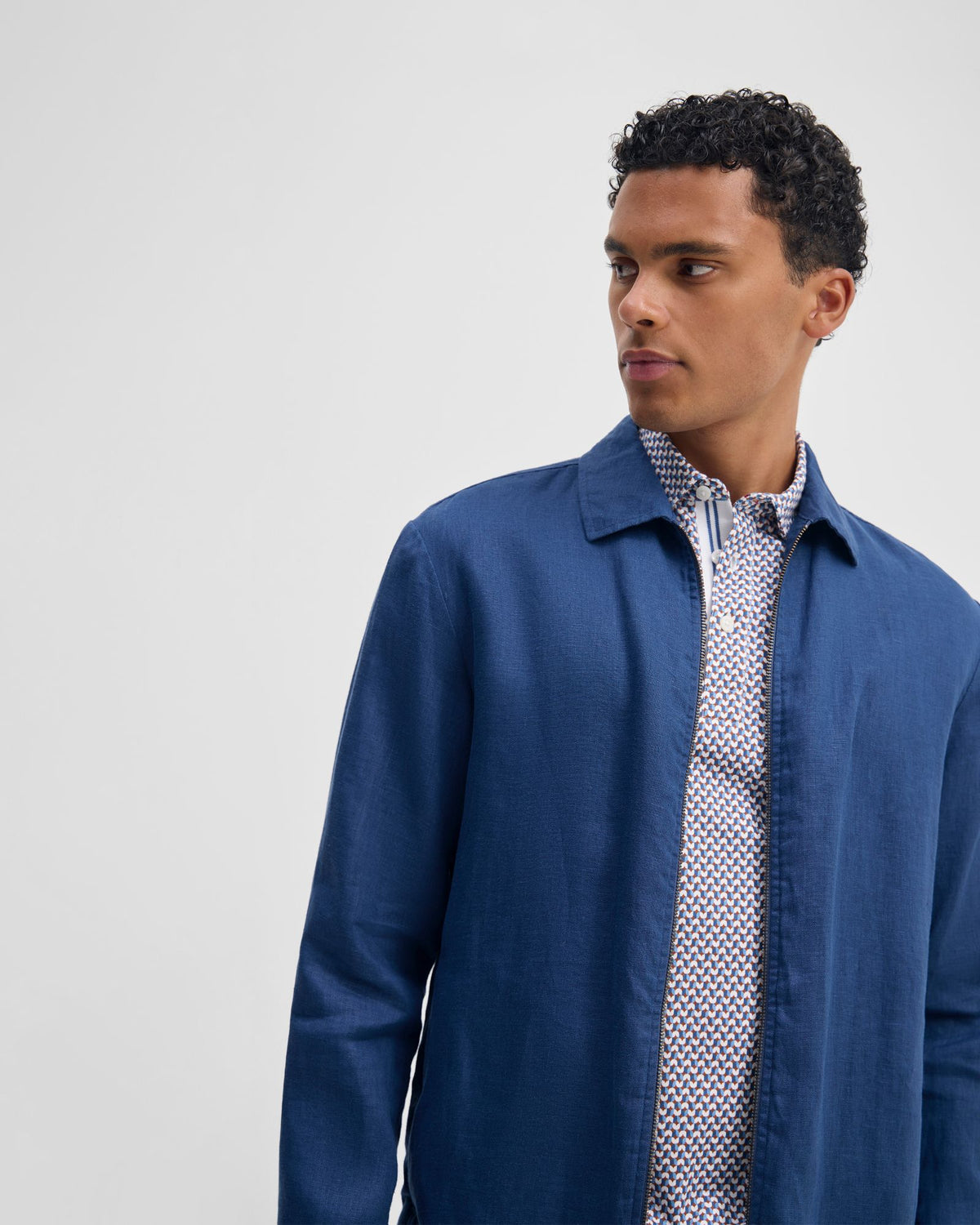 Adem Linen Zip Bomber MENS JACKETS AND COATS