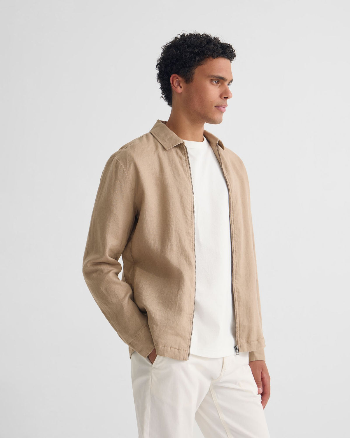 Adem Linen Zip Bomber MENS JACKETS AND COATS