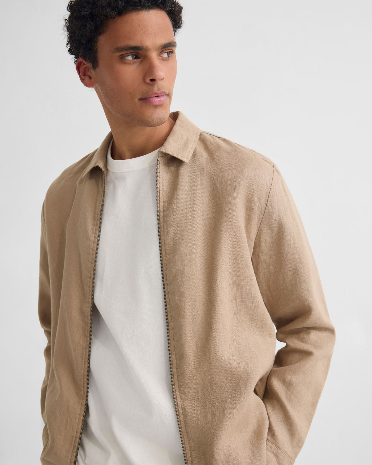 Adem Linen Zip Bomber MENS JACKETS AND COATS