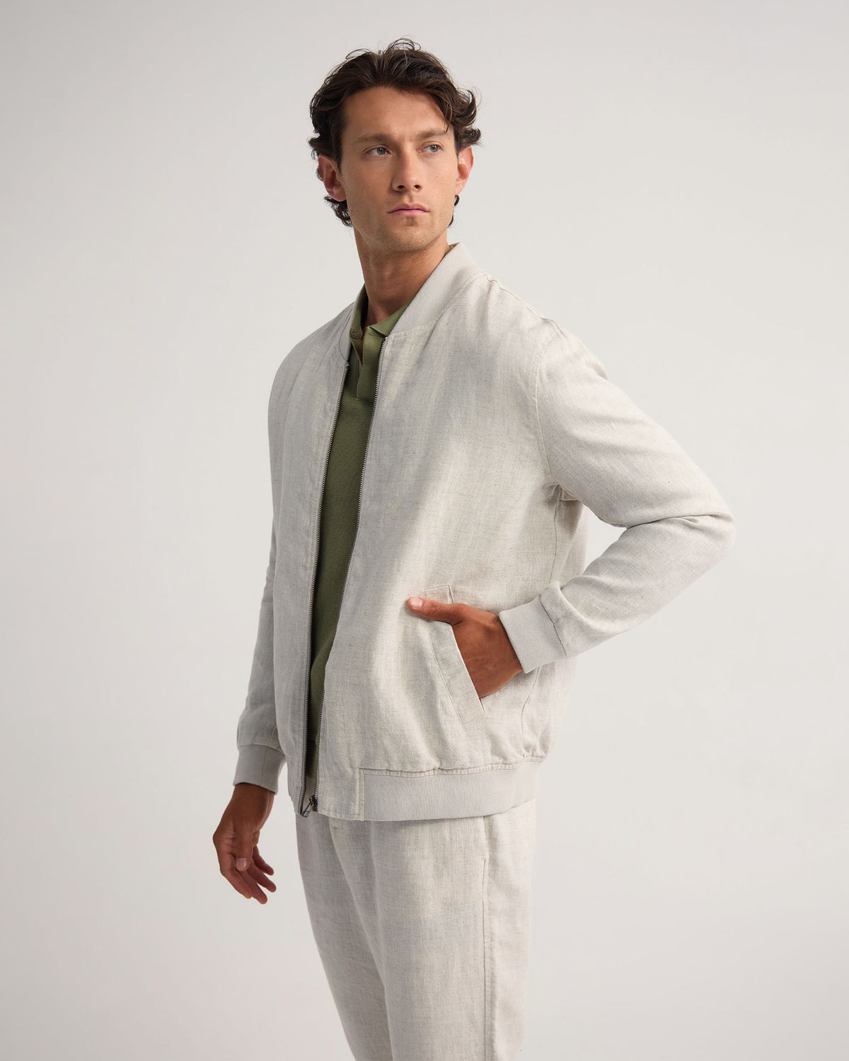 Henry French Linen Bomber Jacket MENS JACKETS AND COATS