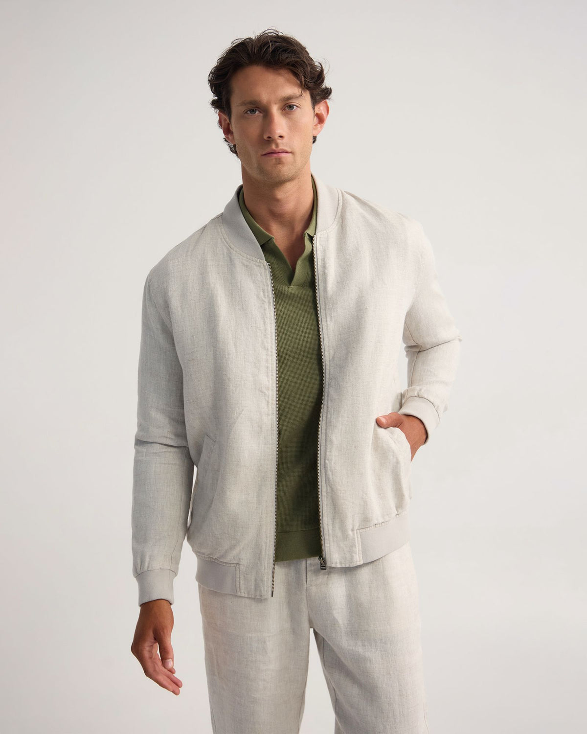 Henry French Linen Bomber Jacket MENS JACKETS AND COATS