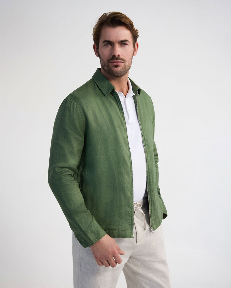 Adem French Linen Zip Bomber MENS JACKETS AND COATS