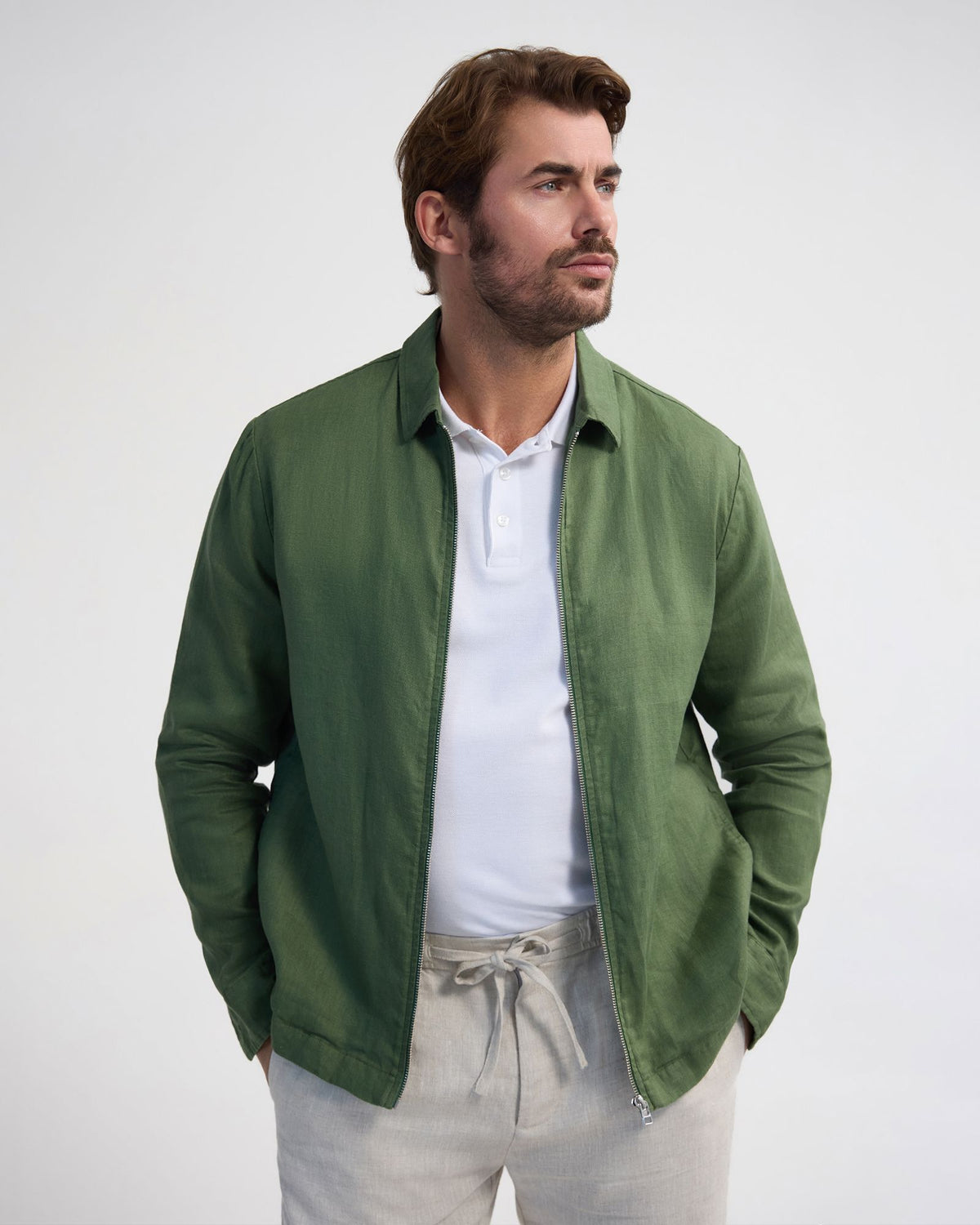 Adem French Linen Zip Bomber MENS JACKETS AND COATS