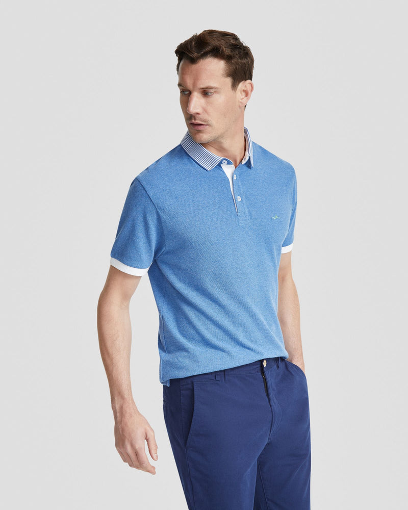 AXELL STRIPED COLLAR PIQUE POLO MENS KNITS