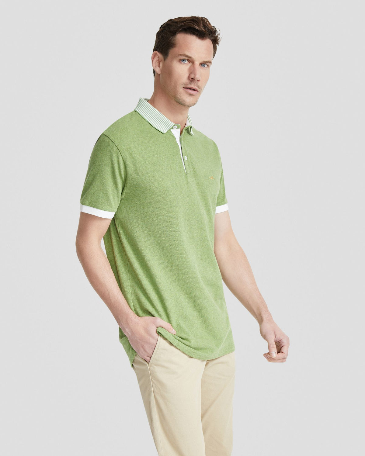 AXELL STRIPED COLLAR PIQUE POLO MENS KNITS