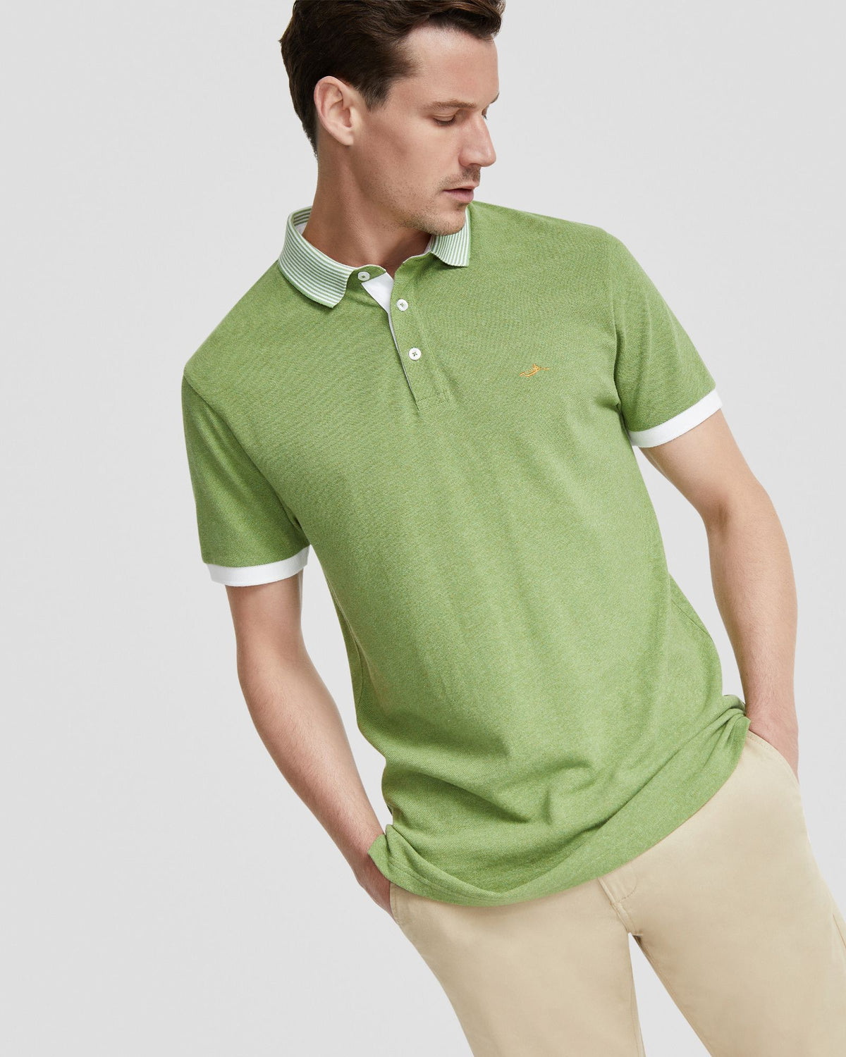 AXELL STRIPED COLLAR PIQUE POLO MENS KNITS