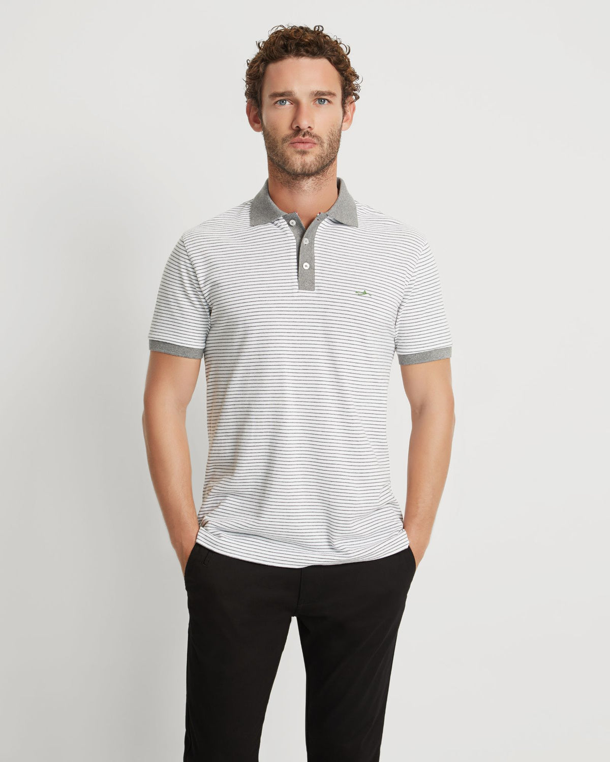 MACK STRIPED ORGANIC COTTON POLO MENS KNITS