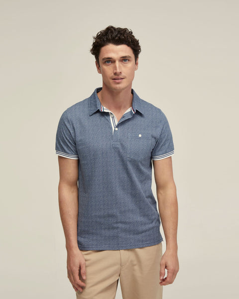 Milo Cotton Jersey Printed Polo – Slim-Fit, Geometric Print