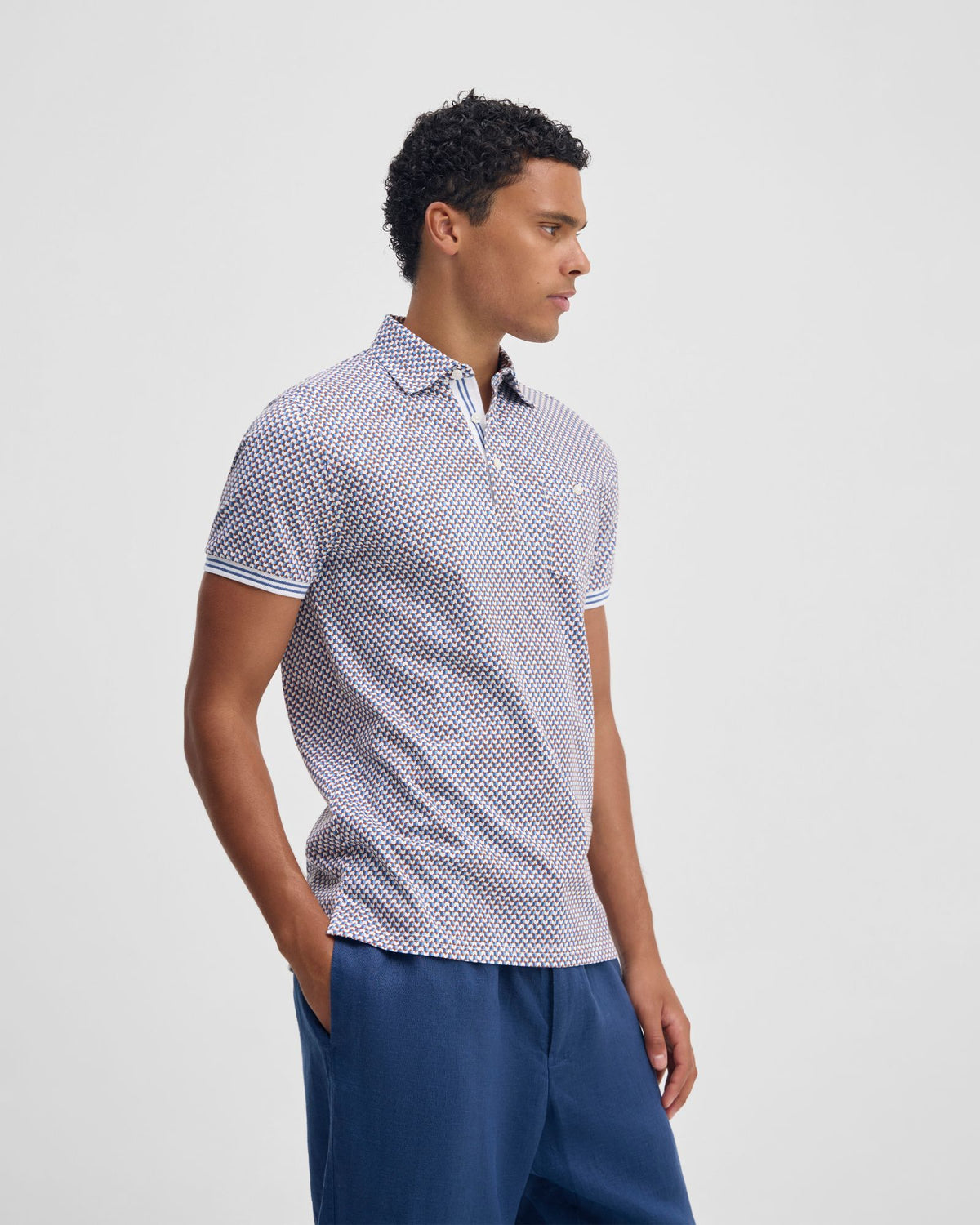Milo Print Jersey Polo With Pocket MENS KNITS