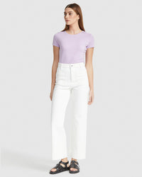 IMOGEN FINE KNIT CREW NECK T-SHIRT WOMENS TOPS