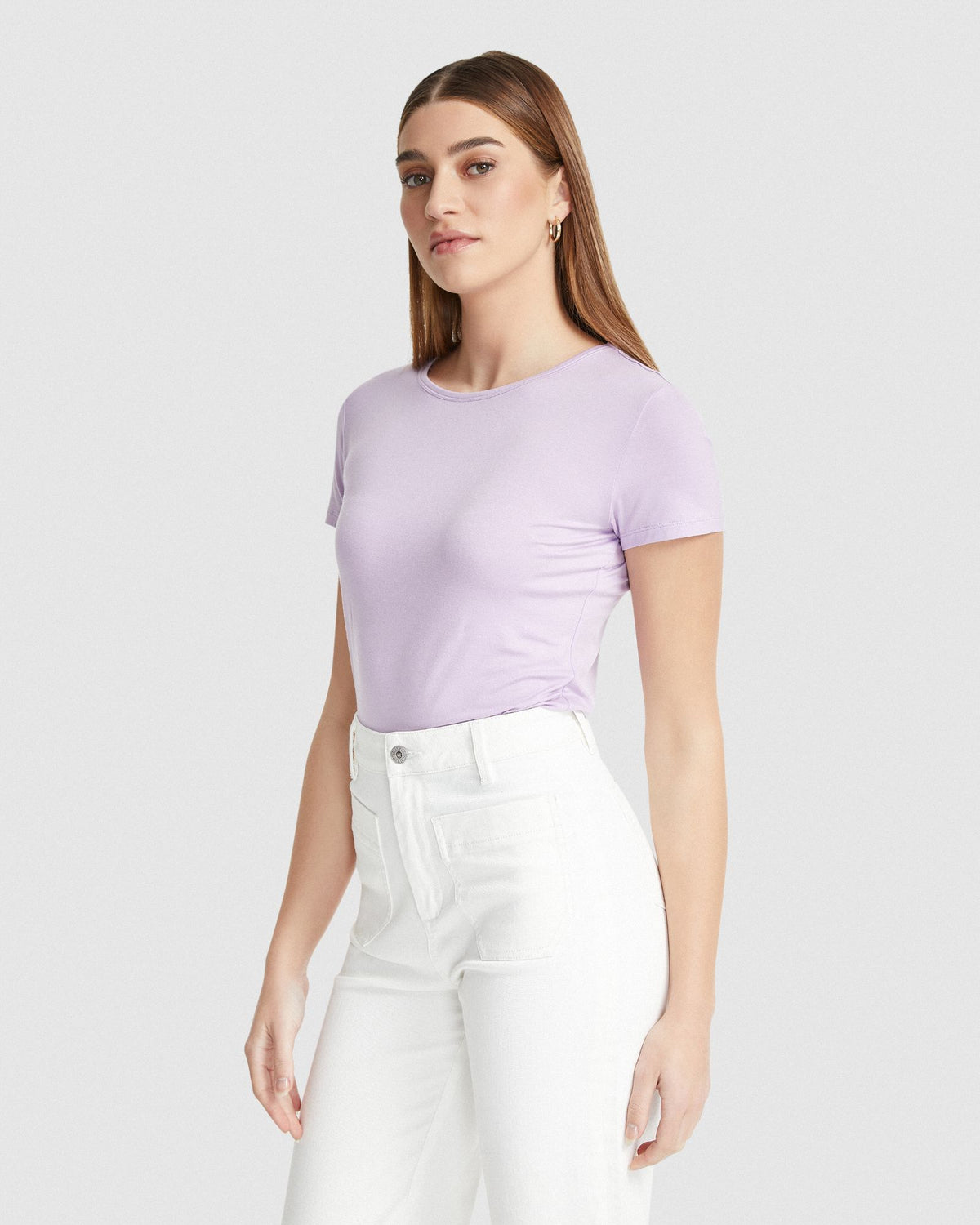 IMOGEN FINE KNIT CREW NECK T-SHIRT WOMENS TOPS