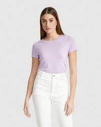 IMOGEN FINE KNIT CREW NECK T-SHIRT WOMENS TOPS