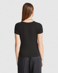 IMOGEN FINE KNIT CREW NECK T-SHIRT WOMENS TOPS
