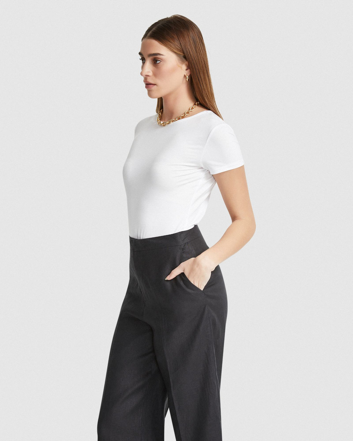 IMOGEN FINE KNIT CREW NECK T-SHIRT WOMENS TOPS