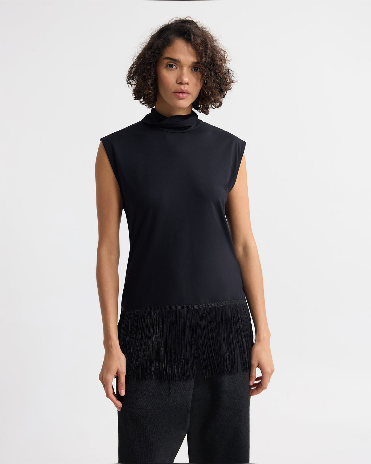 Cassie Stretch Fringe Trim Top WOMENS TOPS