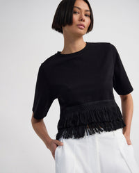 Bria Cotton Fringe Trim T-Shirt WOMENS TOPS