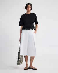 Bria Cotton Fringe Trim T-Shirt WOMENS TOPS