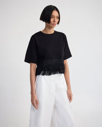Bria Cotton Fringe Trim T-Shirt WOMENS TOPS