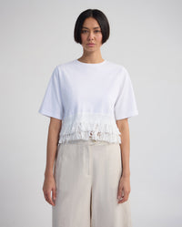 Bria Cotton Fringe Trim T-Shirt WOMENS TOPS