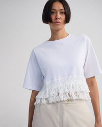 Bria Cotton Fringe Trim T-Shirt WOMENS TOPS