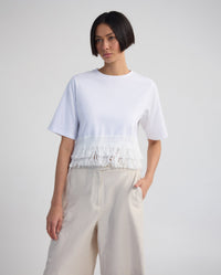 Bria Cotton Fringe Trim T-Shirt WOMENS TOPS