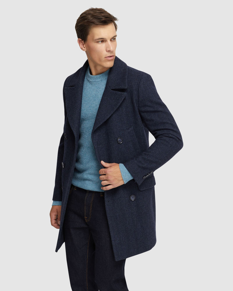 MASON HERRINGBONE WOOL RICH COAT MENS JACKETS AND COATS