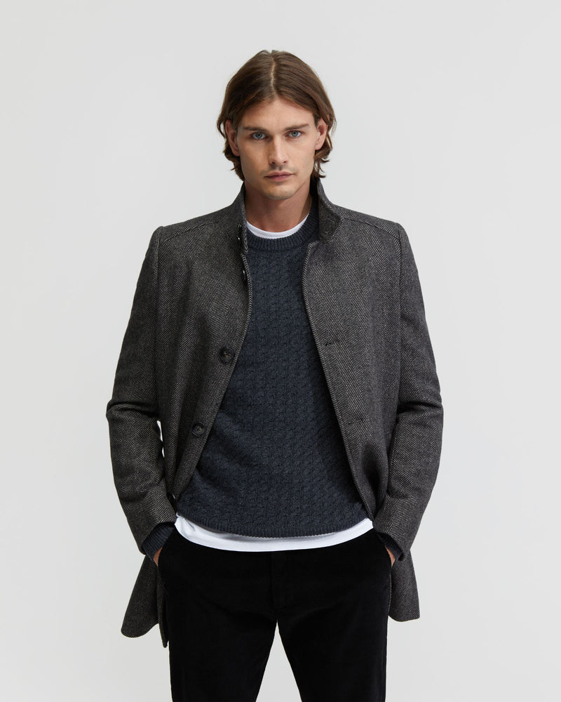 DUNBAR HERRINGBONE WOOL RICH COAT MENS JACKETS AND COATS