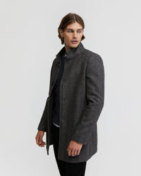 DUNBAR HERRINGBONE WOOL RICH COAT MENS JACKETS AND COATS