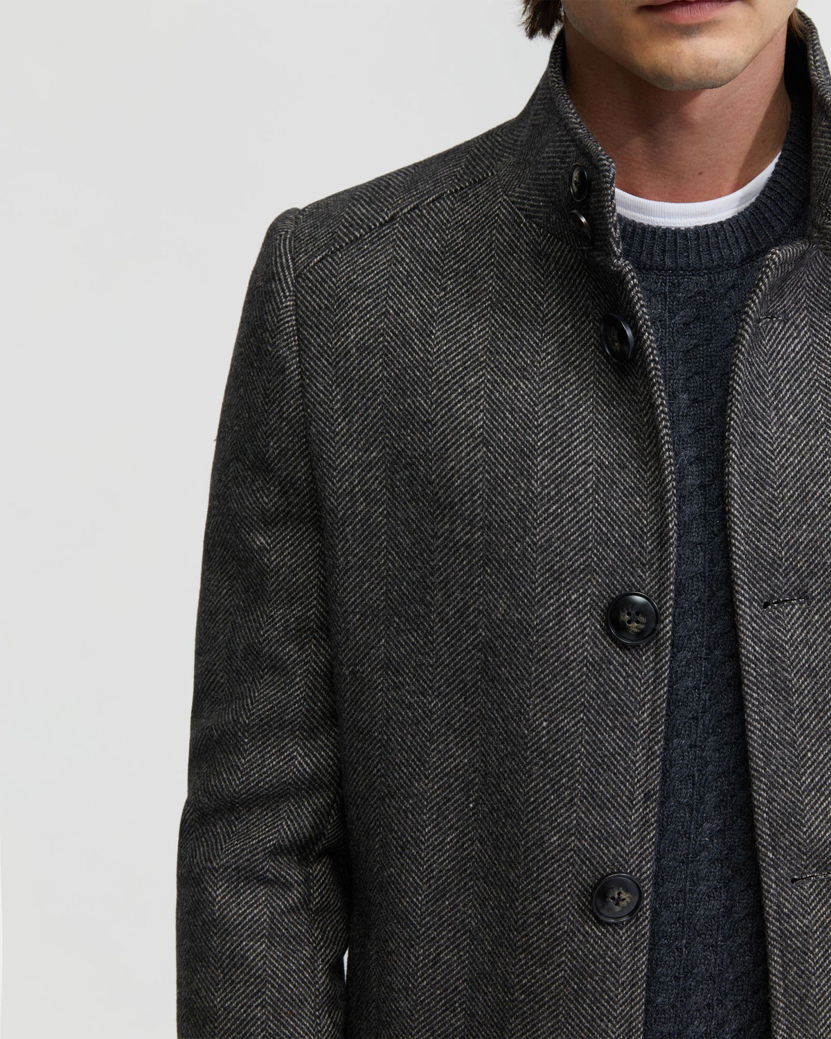 DUNBAR HERRINGBONE WOOL RICH COAT MENS JACKETS AND COATS