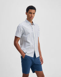 Leyton Short Sleeve Stripe Linen Shirt MENS SHIRTS