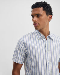 Leyton Short Sleeve Stripe Linen Shirt MENS SHIRTS