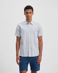 Leyton Short Sleeve Stripe Linen Shirt MENS SHIRTS