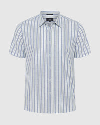Leyton Short Sleeve Stripe Linen Shirt MENS SHIRTS